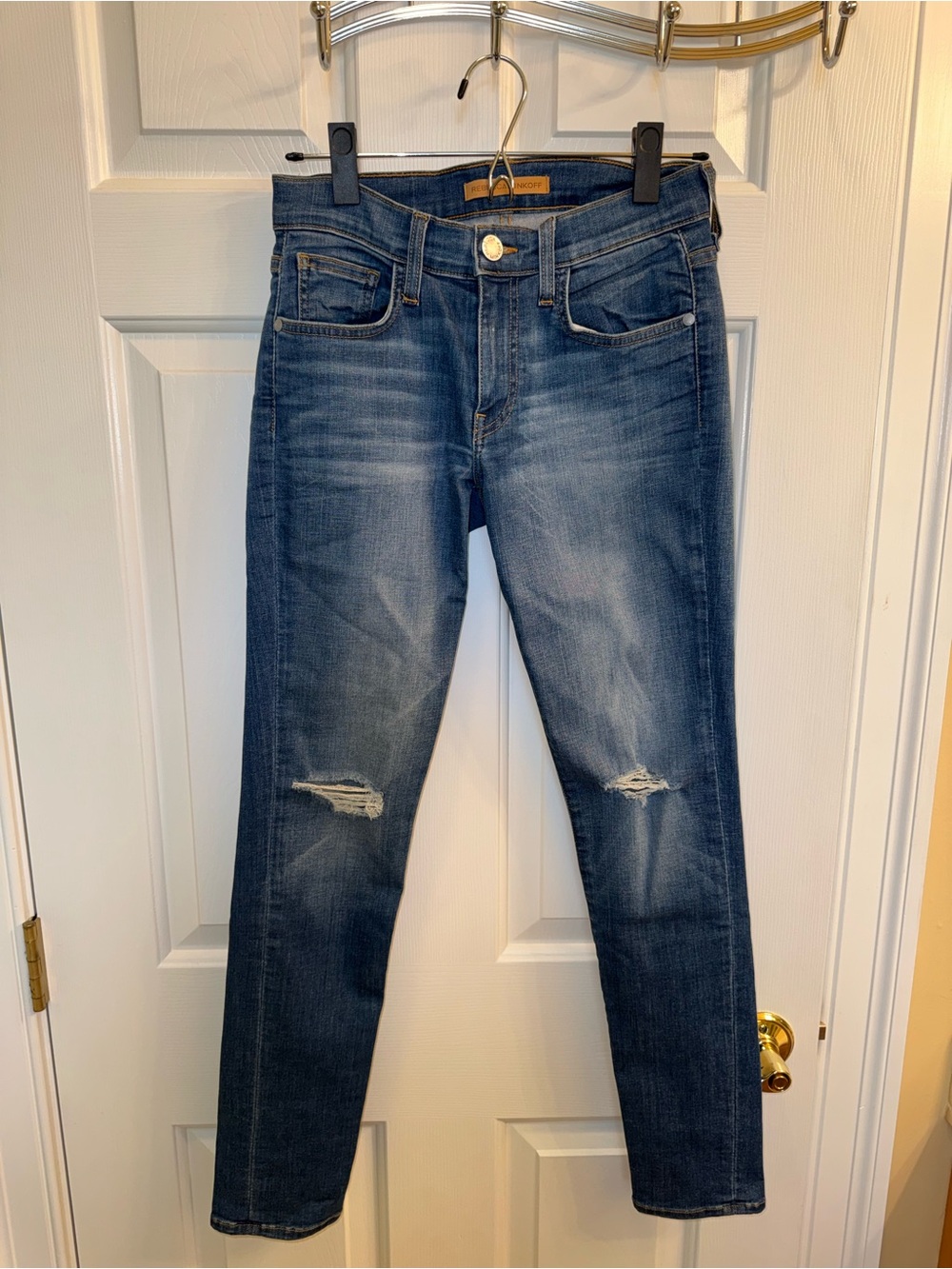 Rebecca Minkoff Mercer Boyfriend Distressed Whiskered Skinny Jeans, Size 24